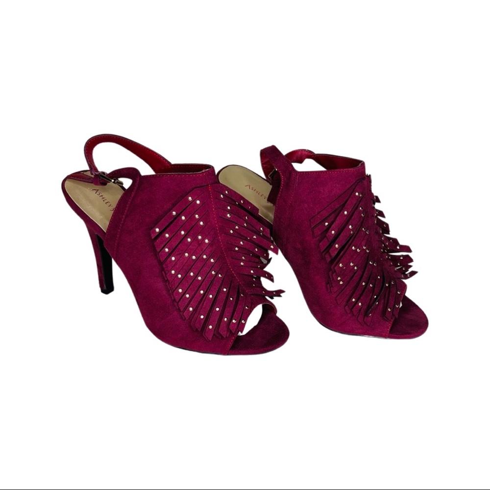Ashley Stewart Fringe Burgundy Heels